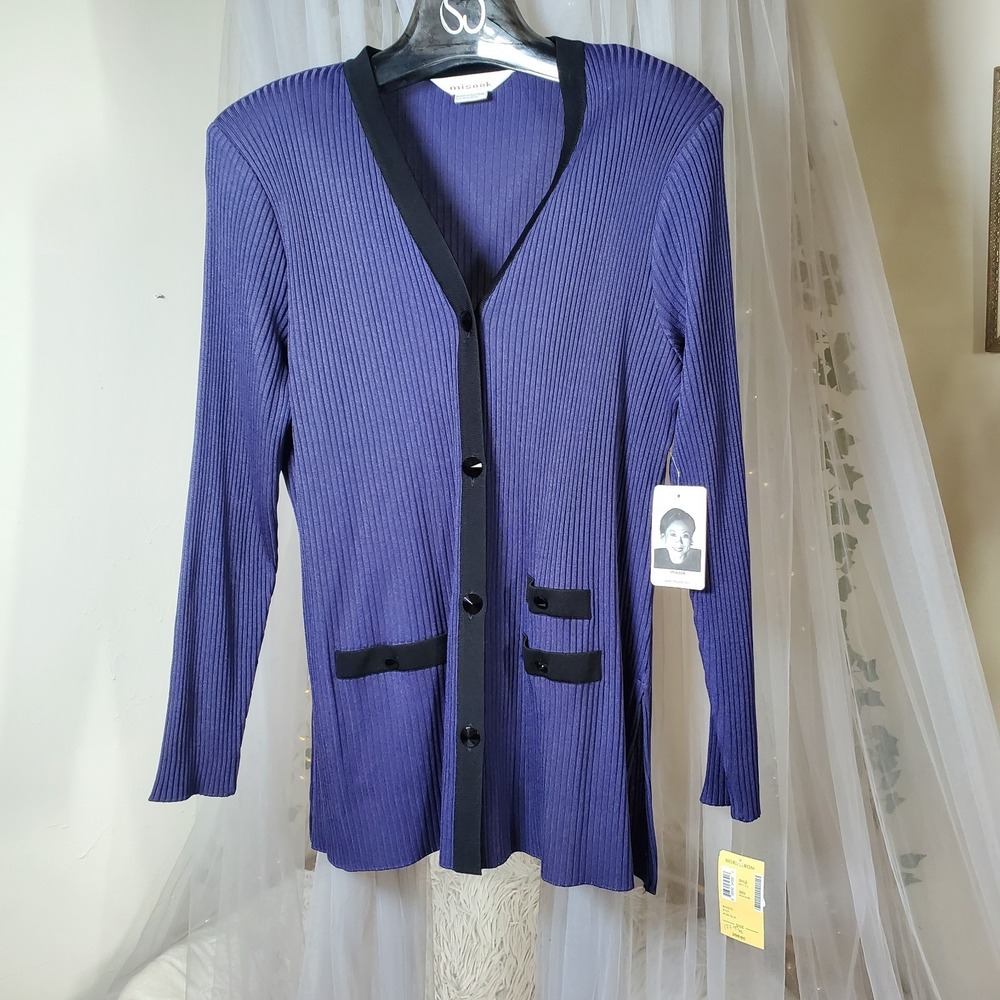 Vtg Exclusively Misook Cardigan Luxe‎ Capsule Designer Career Quiet Luxury XL